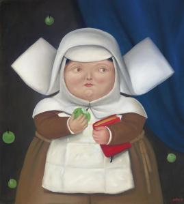 nun eating an apple